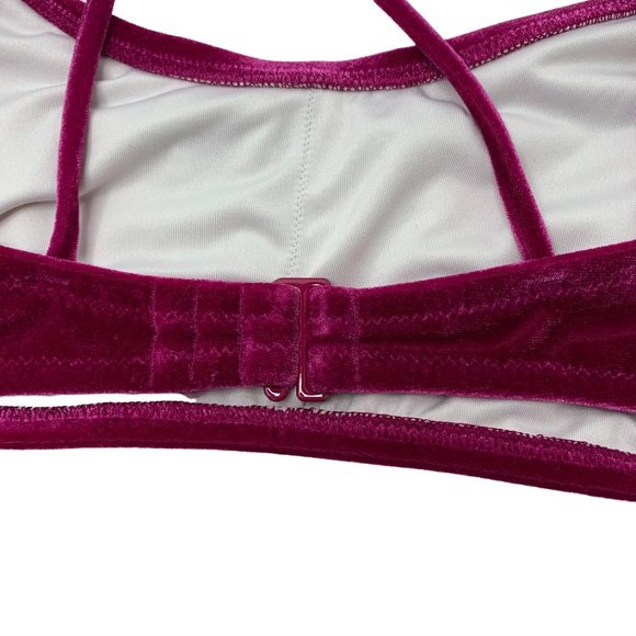 Victoria's Secret PINK Velour Embroidered Spell Out Bikini Top Pink Purple Small - Picture 4 of 6